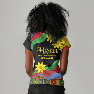 Eritrea Meskel Women V-Neck T-Shirt Eritrean Tribal Meskel Daisy Flag Inspired