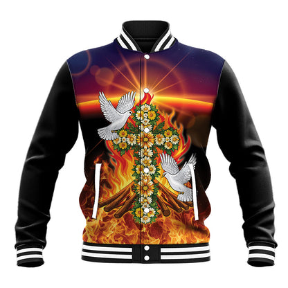 Eritrea Meskel Baseball Jacket Demera Cross Flames of Faith