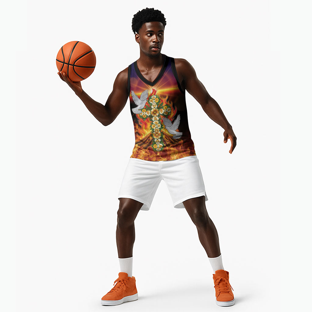 Eritrea Meskel Basketball Jersey Demera Cross Flames of Faith