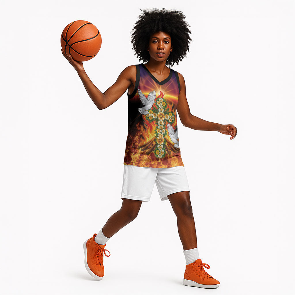 Eritrea Meskel Basketball Jersey Demera Cross Flames of Faith