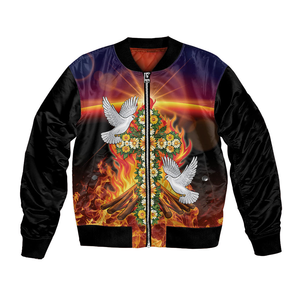 Eritrea Meskel Bomber Jacket Demera Cross Flames of Faith