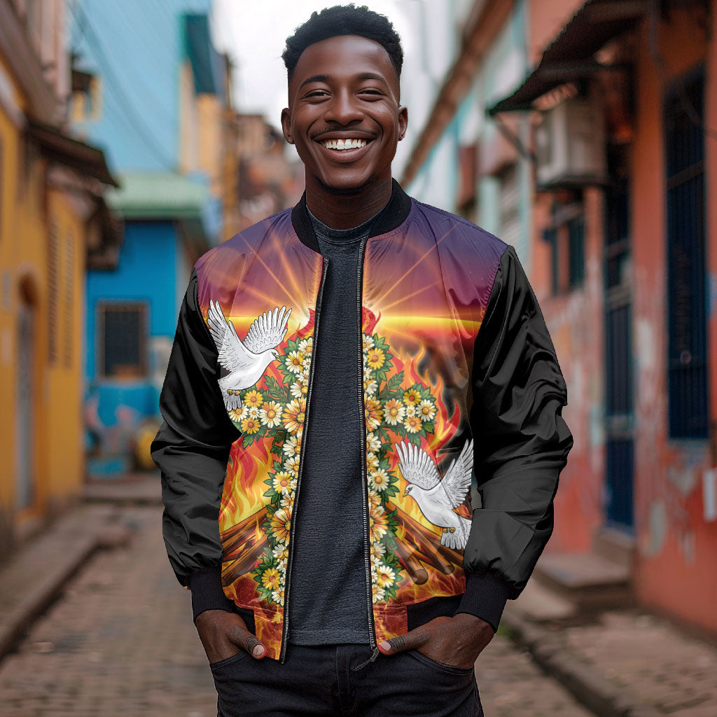 Eritrea Meskel Bomber Jacket Demera Cross Flames of Faith