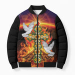 Eritrea Meskel Bomber Puffer Jacket Demera Cross Flames of Faith