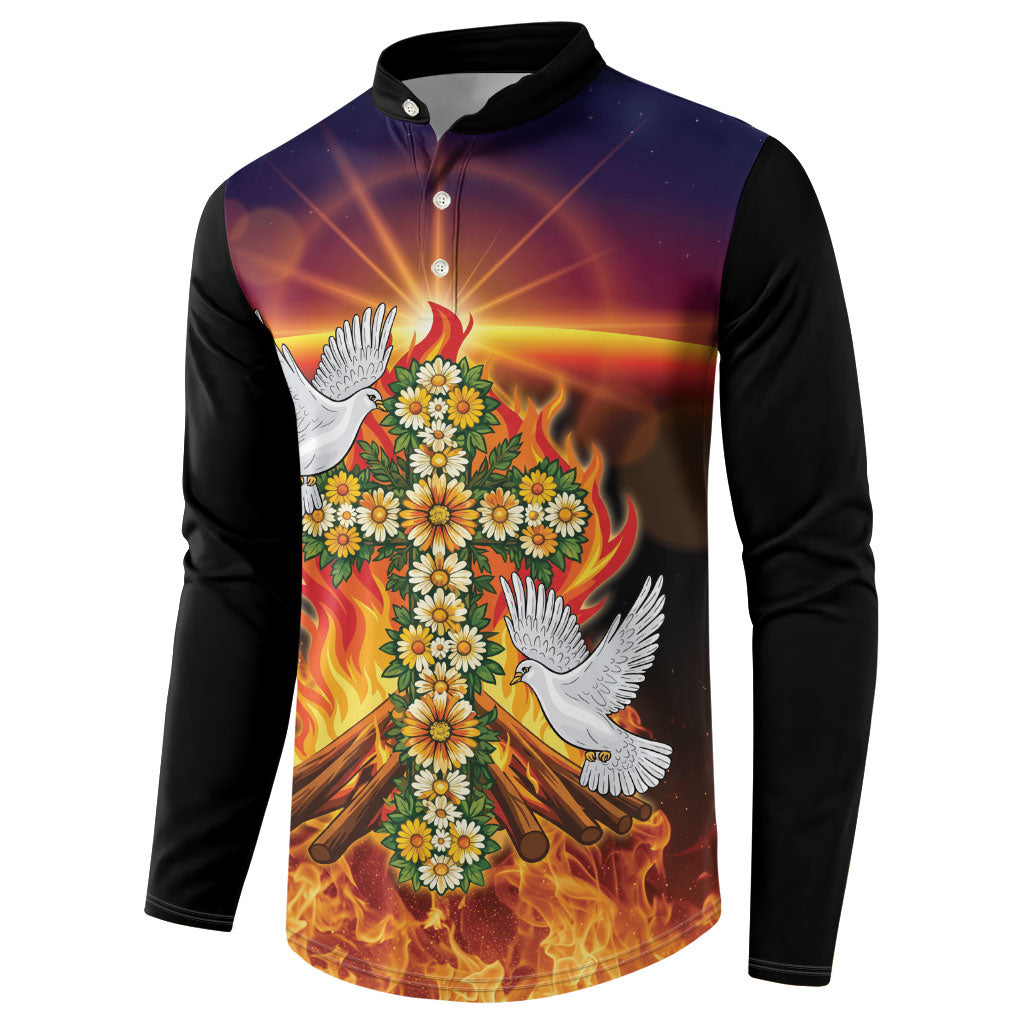 Eritrea Meskel Button Sweatshirt Demera Cross Flames of Faith