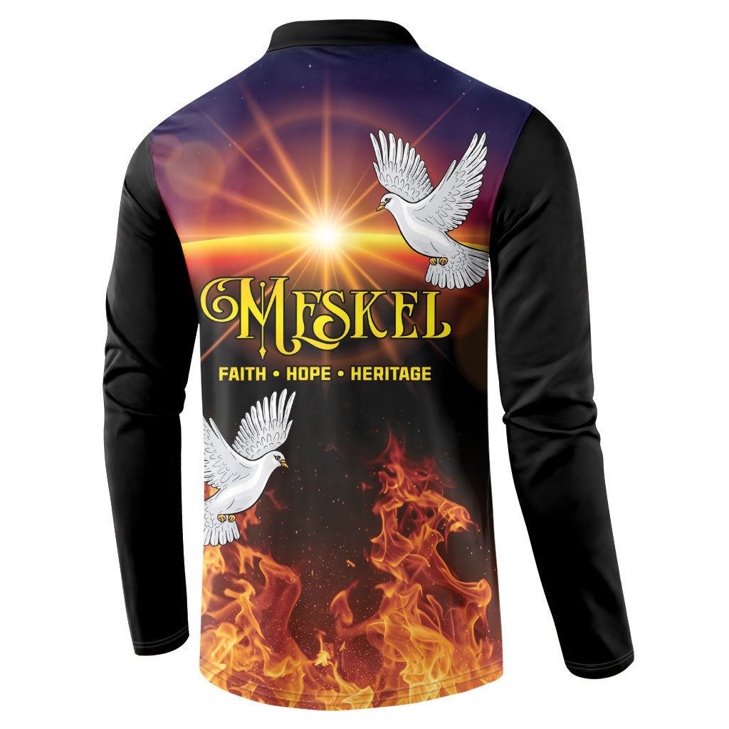 Eritrea Meskel Button Sweatshirt Demera Cross Flames of Faith