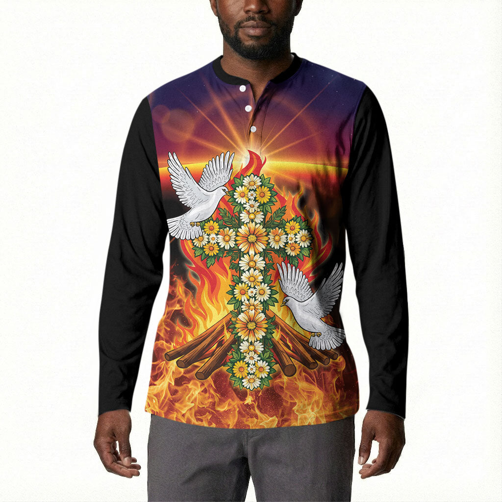 Eritrea Meskel Button Sweatshirt Demera Cross Flames of Faith