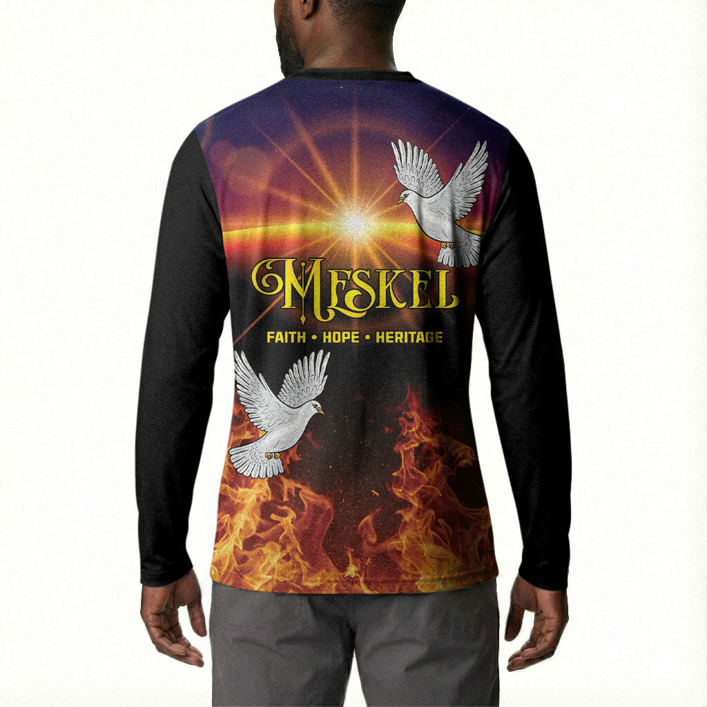 Eritrea Meskel Button Sweatshirt Demera Cross Flames of Faith