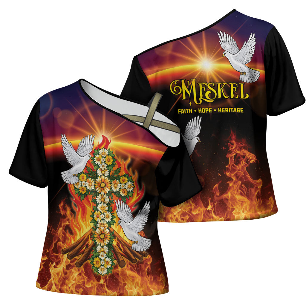 Eritrea Meskel Cross Shoulder Shirt Demera Cross Flames of Faith