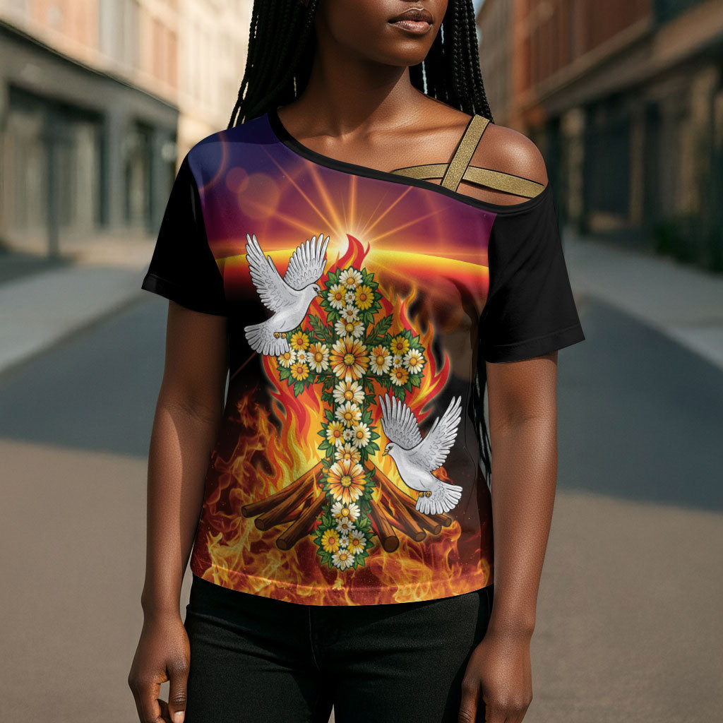 Eritrea Meskel Cross Shoulder Shirt Demera Cross Flames of Faith