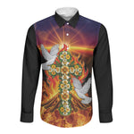 Eritrea Meskel Long Sleeve Button Shirt Demera Cross Flames of Faith