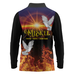Eritrea Meskel Long Sleeve Polo Shirt Demera Cross Flames of Faith