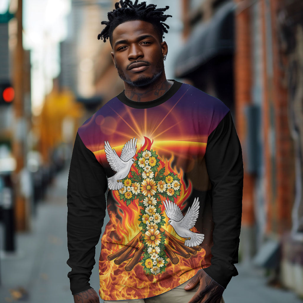 Eritrea Meskel Long Sleeve Shirt Demera Cross Flames of Faith