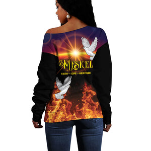 Eritrea Meskel Off Shoulder Sweater Demera Cross Flames of Faith