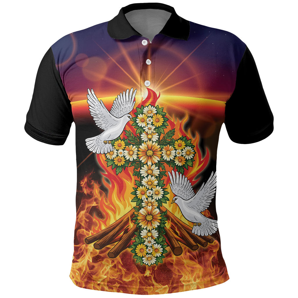 Eritrea Meskel Polo Shirt Demera Cross Flames of Faith