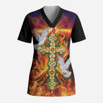 Eritrea Meskel Scrub Top Demera Cross Flames of Faith