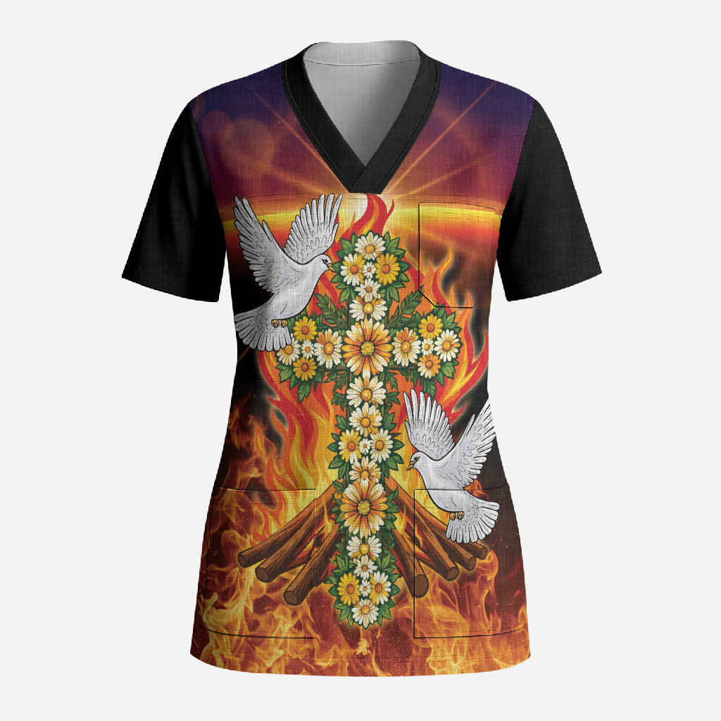 Eritrea Meskel Scrub Top Demera Cross Flames of Faith