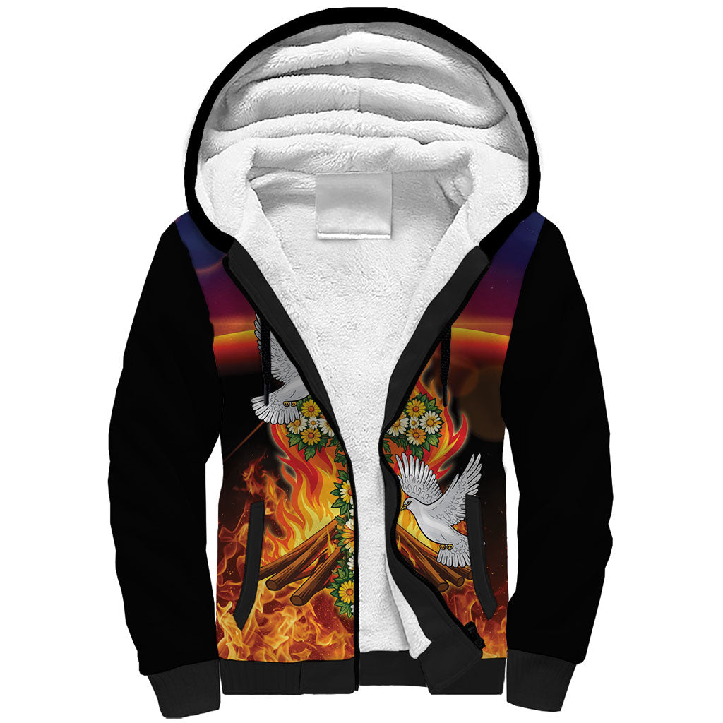 Eritrea Meskel Sherpa Hoodie Demera Cross Flames of Faith