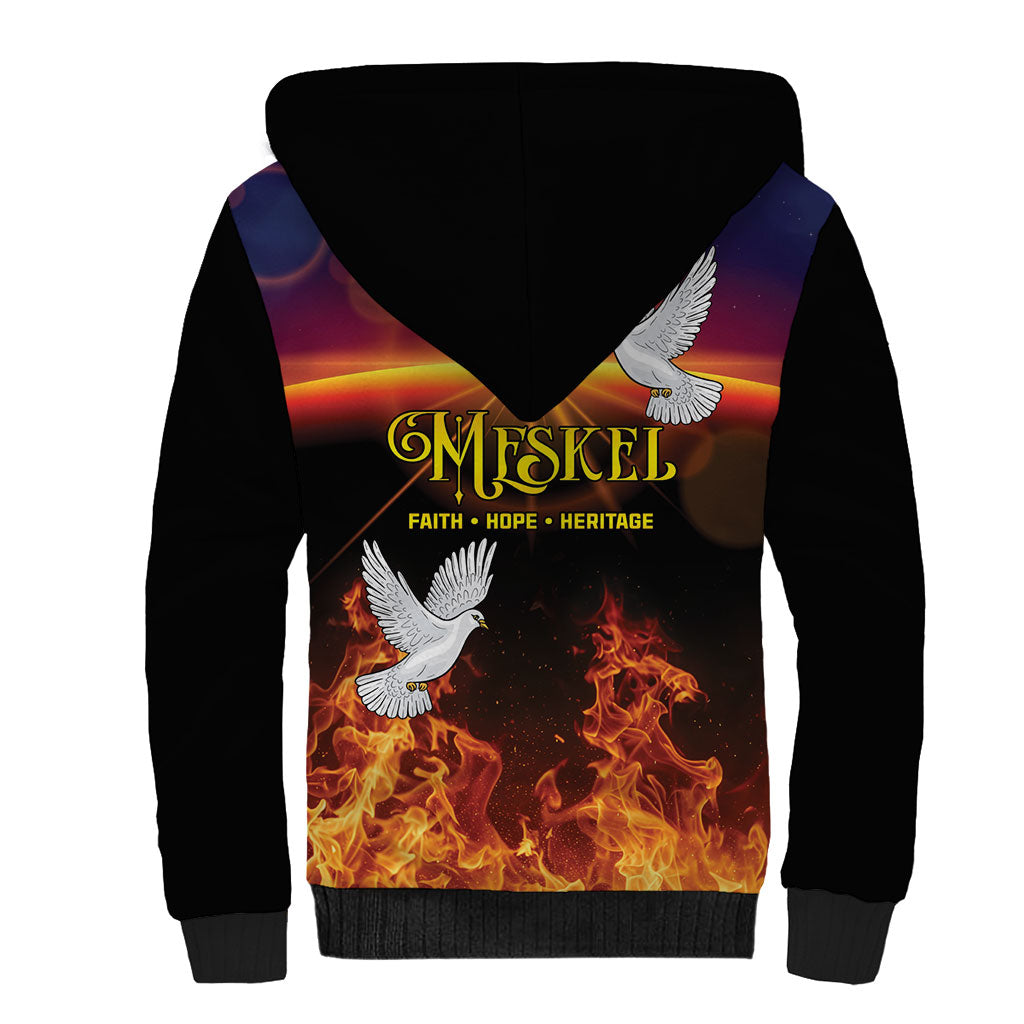 Eritrea Meskel Sherpa Hoodie Demera Cross Flames of Faith