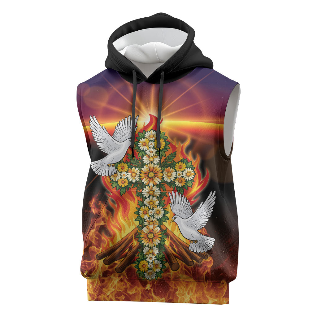 Eritrea Meskel Sleeveless Hoodie Demera Cross Flames of Faith