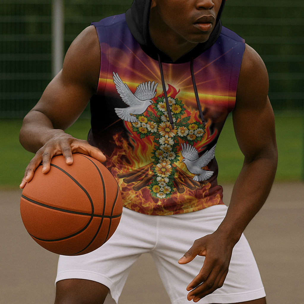 Eritrea Meskel Sleeveless Hoodie Demera Cross Flames of Faith