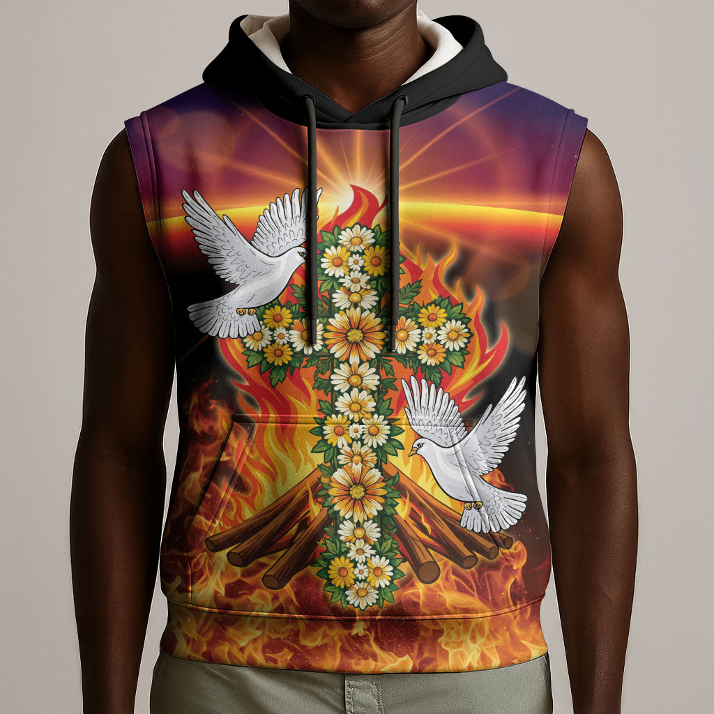 Eritrea Meskel Sleeveless Hoodie Demera Cross Flames of Faith