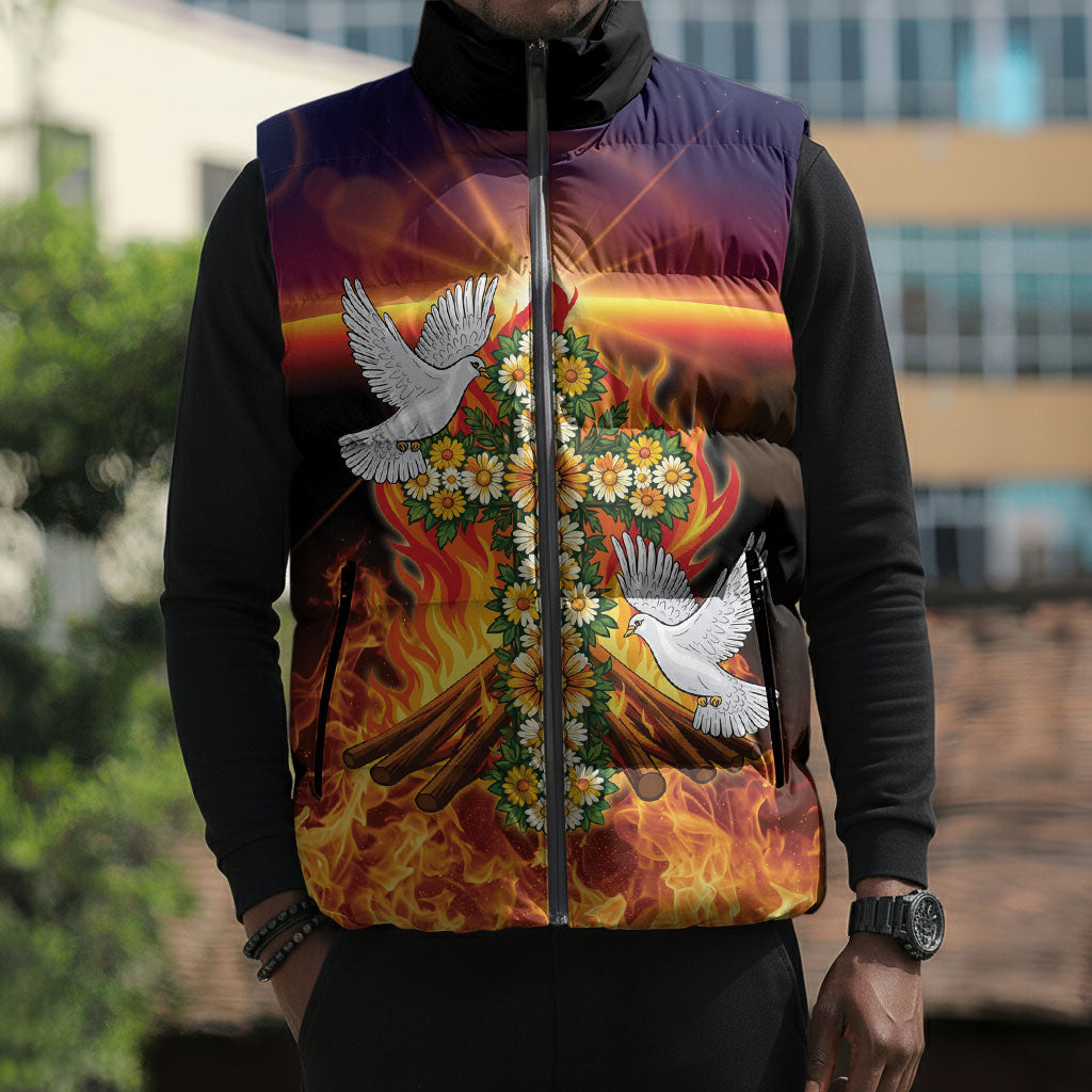 Eritrea Meskel Sleeveless Puffer Jacket Demera Cross Flames of Faith