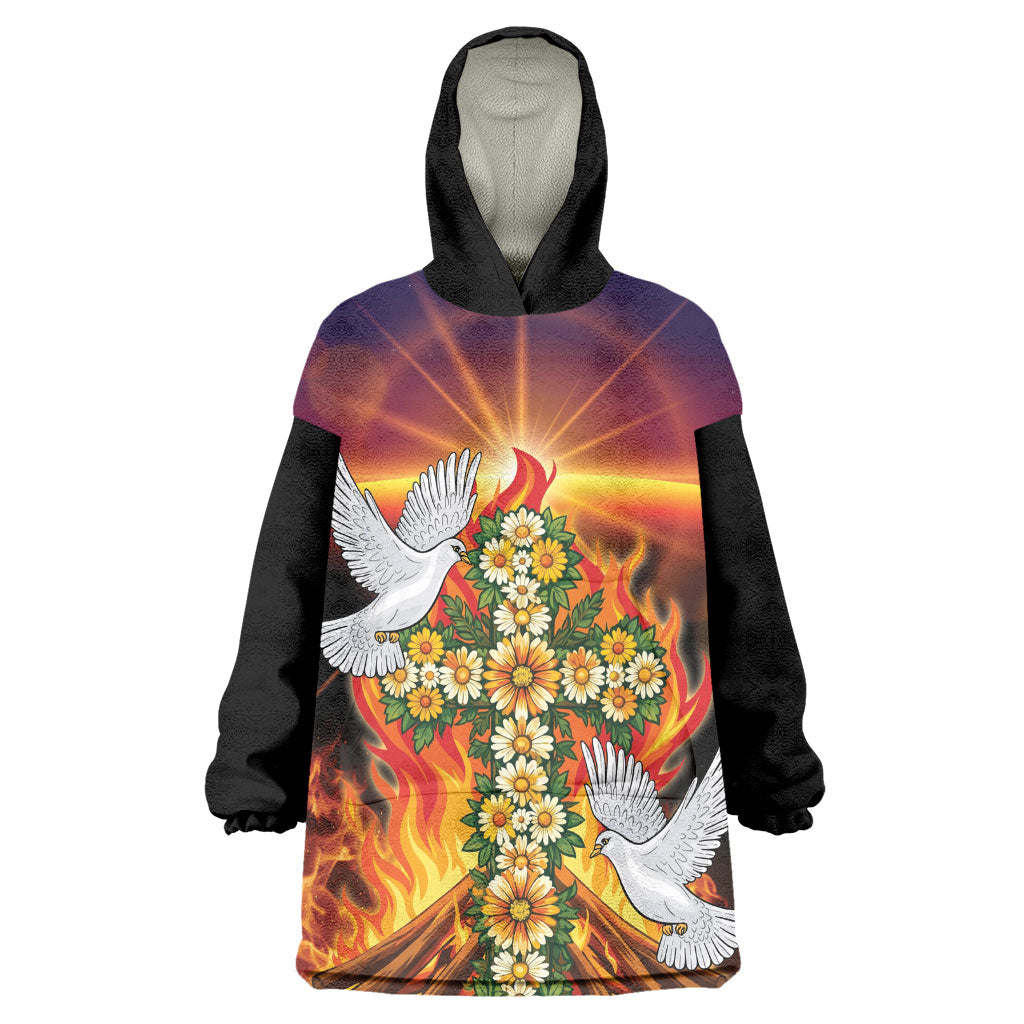 Eritrea Meskel Wearable Blanket Hoodie Demera Cross Flames of Faith