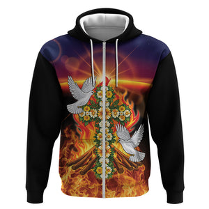 Eritrea Meskel Zip Hoodie Demera Cross Flames of Faith