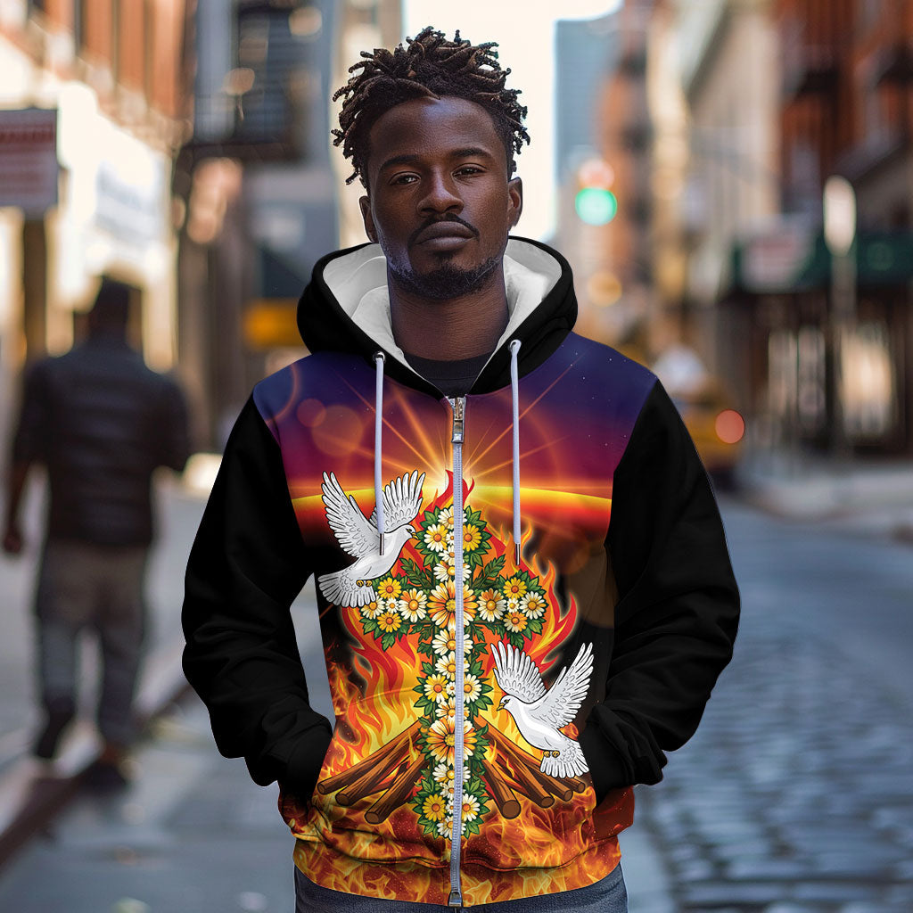 Eritrea Meskel Zip Hoodie Demera Cross Flames of Faith