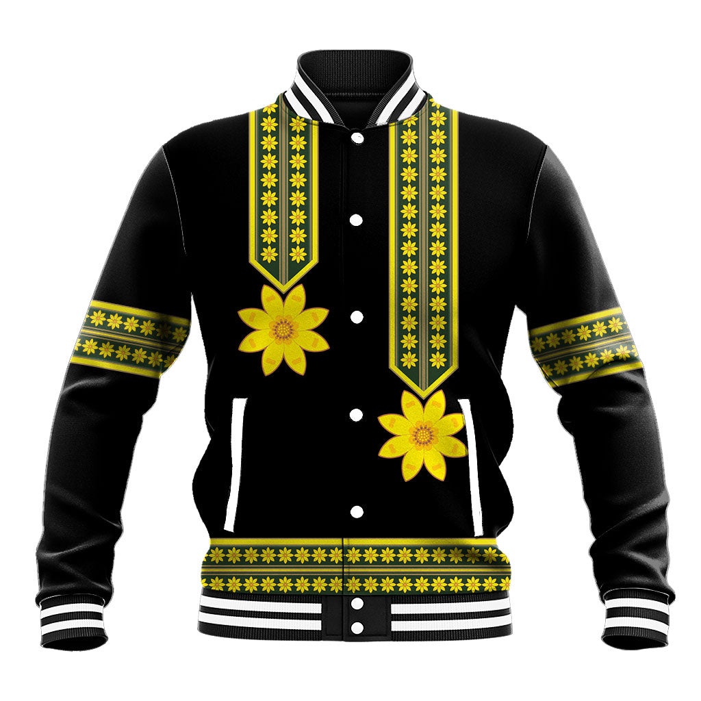 Ethiopian Enkutatash Baseball Jacket Black Adey Flower Tilet Habesha Inspired