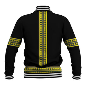 Ethiopian Enkutatash Baseball Jacket Black Adey Flower Tilet Habesha Inspired