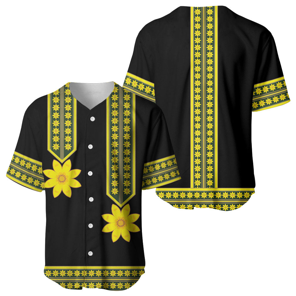 Ethiopian Enkutatash Baseball Jersey Black Adey Flower Tilet Habesha Inspired