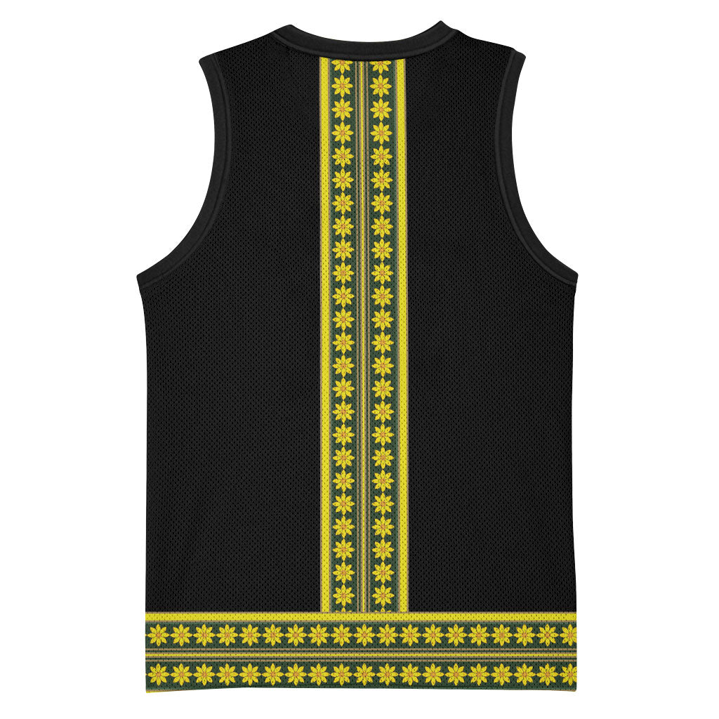 Ethiopian Enkutatash Basketball Jersey Black Adey Flower Tilet Habesha Inspired