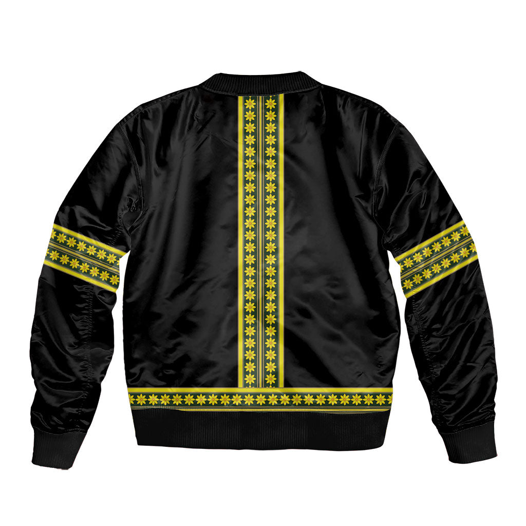 Ethiopian Enkutatash Bomber Jacket Black Adey Flower Tilet Habesha Inspired