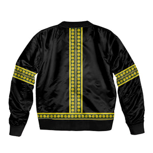 Ethiopian Enkutatash Bomber Jacket Black Adey Flower Tilet Habesha Inspired