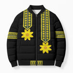 Ethiopian Enkutatash Bomber Puffer Jacket Black Adey Flower Tilet Habesha Inspired