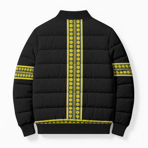 Ethiopian Enkutatash Bomber Puffer Jacket Black Adey Flower Tilet Habesha Inspired