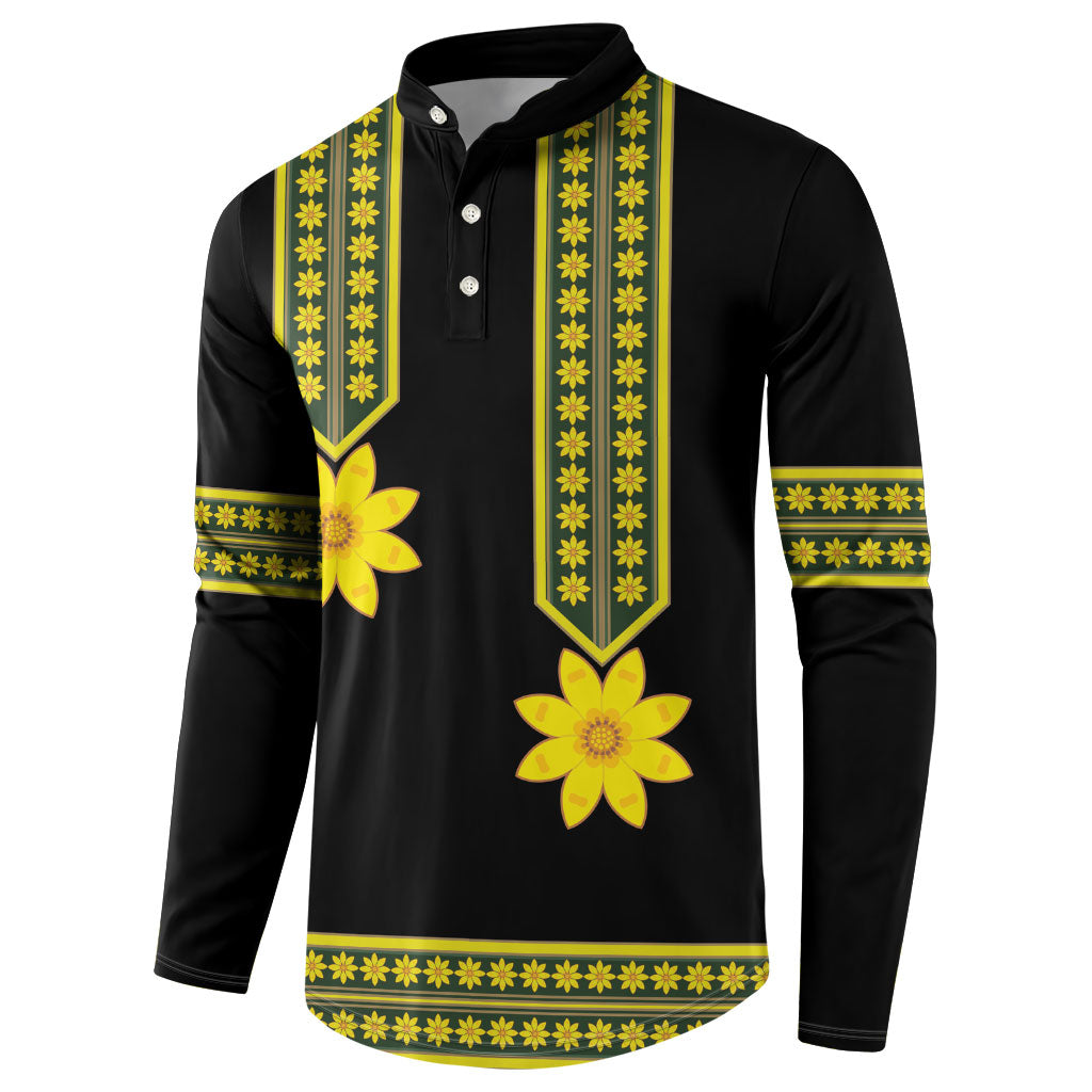 Ethiopian Enkutatash Button Sweatshirt Black Adey Flower Tilet Habesha Inspired