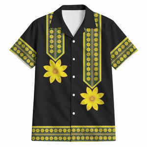 Ethiopian Enkutatash Hawaiian Shirt Black Adey Flower Tilet Habesha Inspired