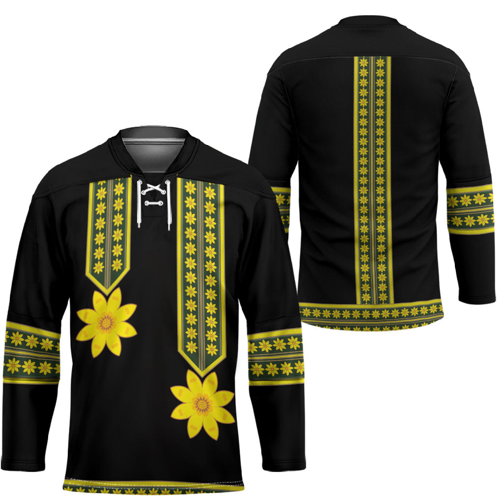 Ethiopian Enkutatash Hockey Jersey Black Adey Flower Tilet Habesha Inspired