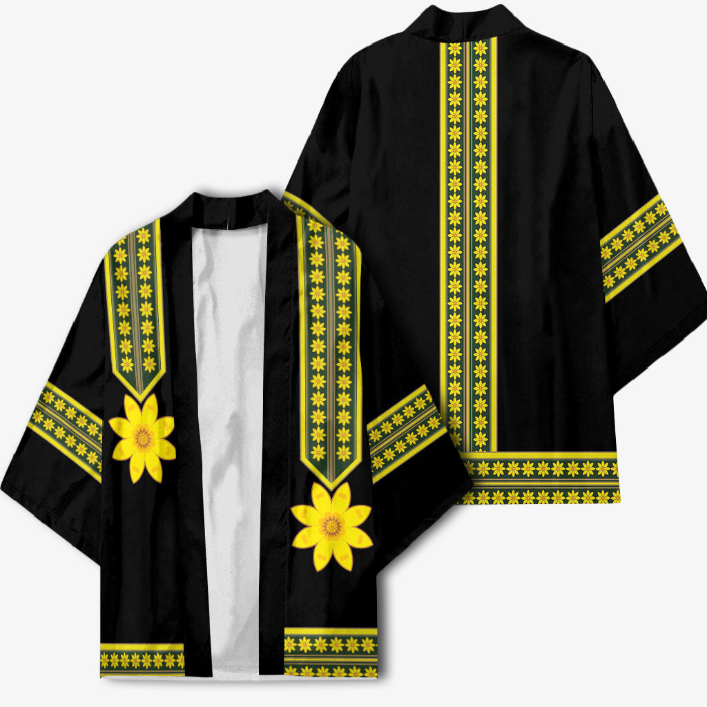 Ethiopian Enkutatash Kimono Black Adey Flower Tilet Habesha Inspired