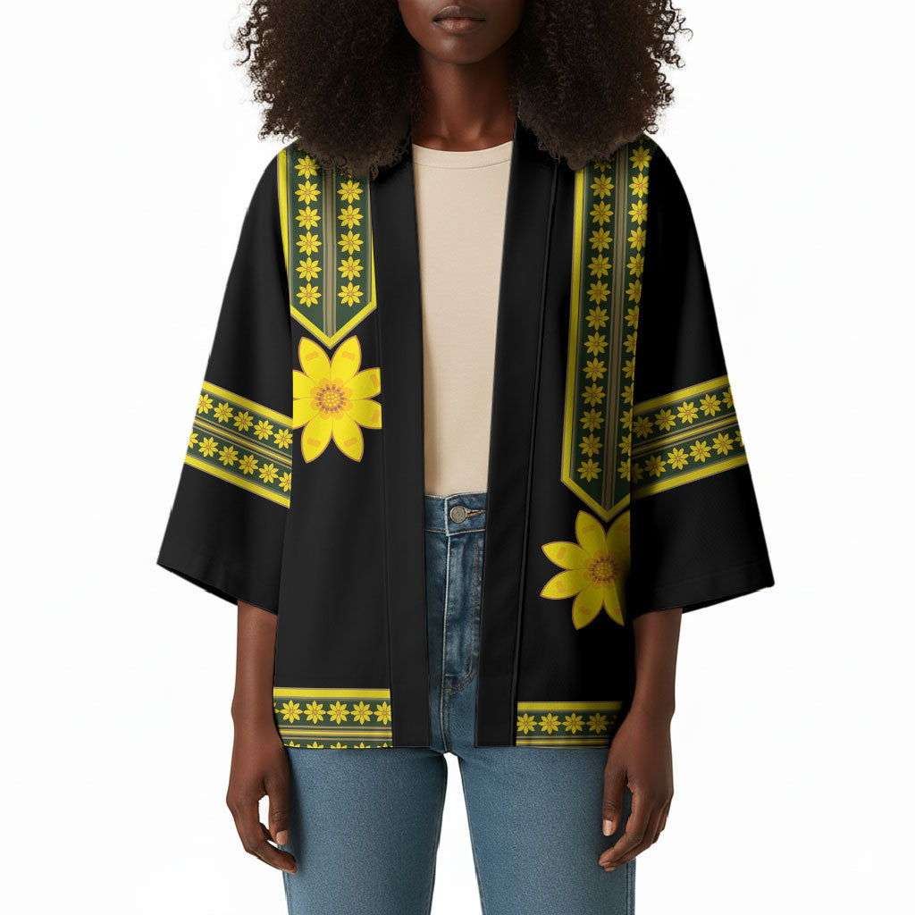 Ethiopian Enkutatash Kimono Black Adey Flower Tilet Habesha Inspired