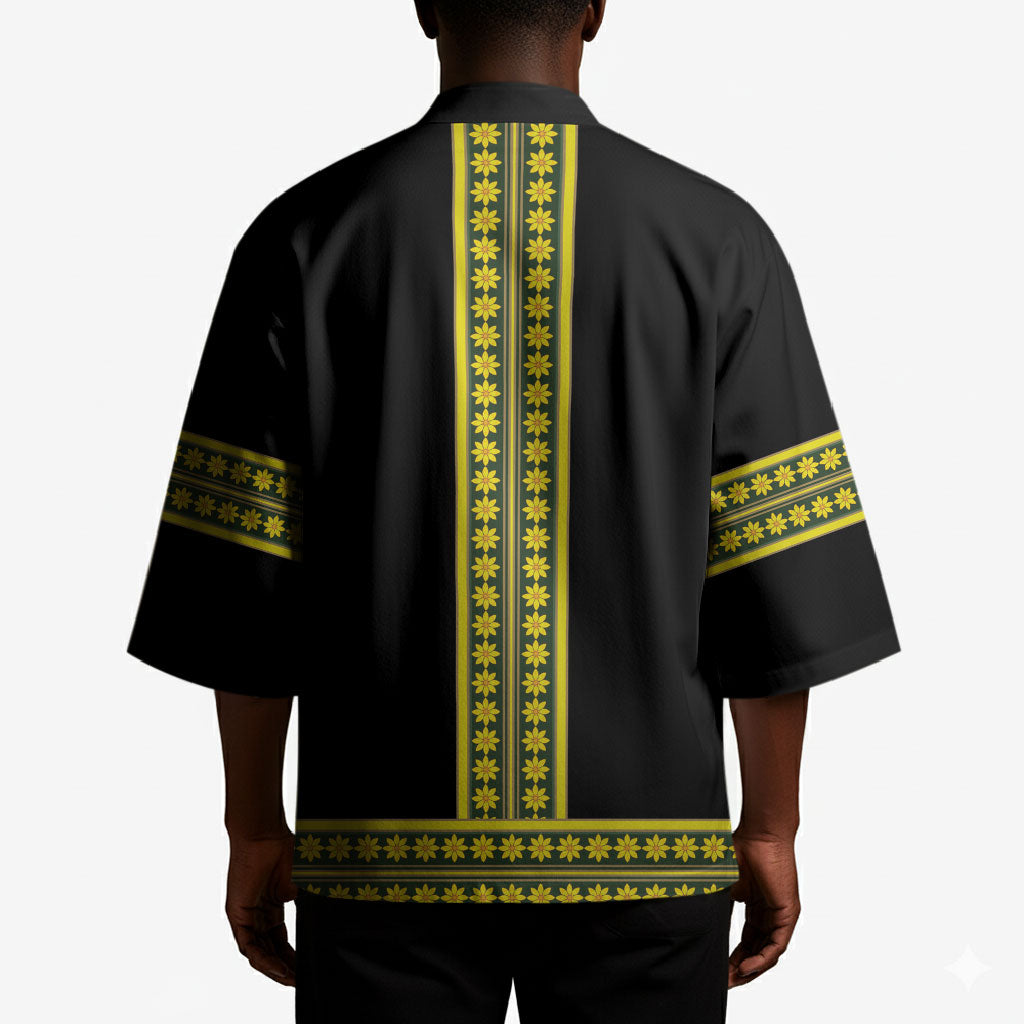 Ethiopian Enkutatash Kimono Black Adey Flower Tilet Habesha Inspired