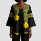 Ethiopian Enkutatash Kimono Sleeve Blouse Black Adey Flower Tilet Habesha Inspired