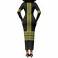 Ethiopian Enkutatash Long Sleeve Bodycon Dress Black Adey Flower Tilet Habesha Inspired
