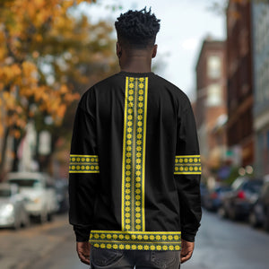 Ethiopian Enkutatash Long Sleeve Shirt Black Adey Flower Tilet Habesha Inspired