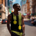 Ethiopian Enkutatash Men Tank Top Black Adey Flower Tilet Habesha Inspired