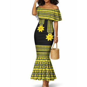 Ethiopian Enkutatash Mermaid Dress Black Adey Flower Tilet Habesha Inspired