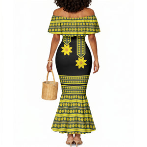 Ethiopian Enkutatash Mermaid Dress Black Adey Flower Tilet Habesha Inspired