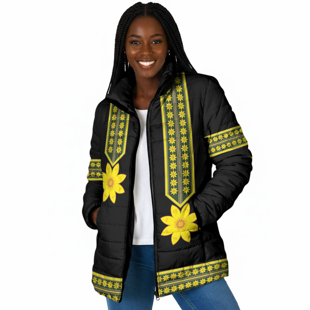 Ethiopian Enkutatash Padded Jacket Black Adey Flower Tilet Habesha Inspired